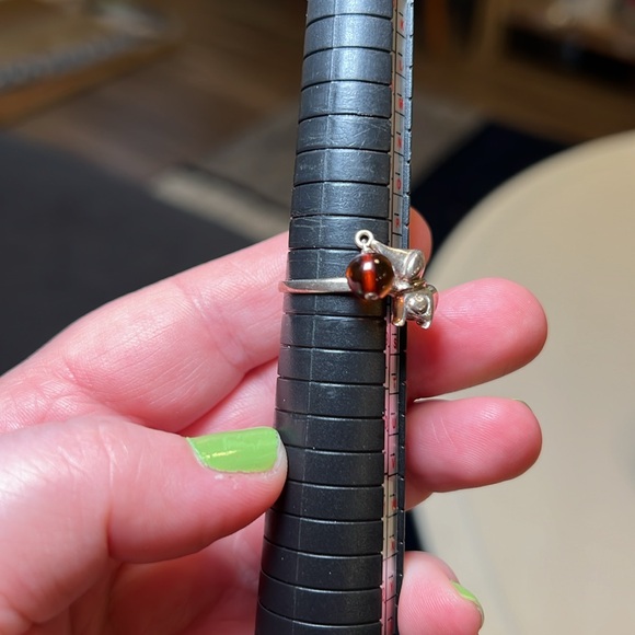 Vintage Amber bead dachshund sterling silver ring Size 8.5 - Picture 4 of 8